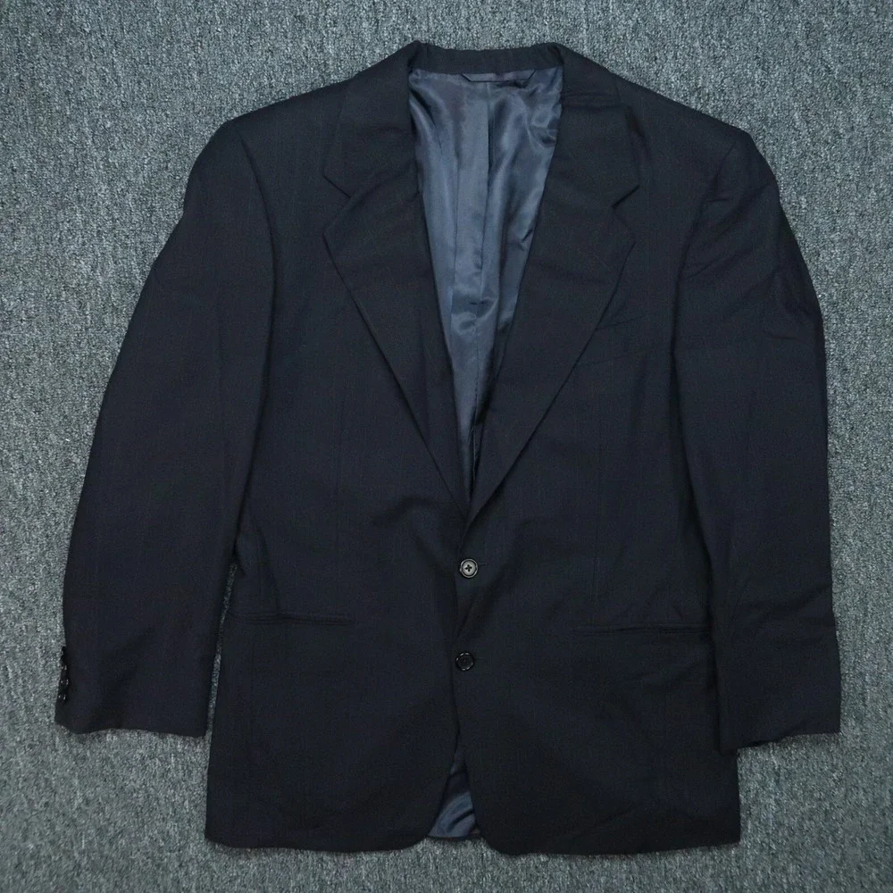 Hickey Freeman Suit Jacket‎ Mens 40R Blue Wool Striped Sport Coat Union Made VTG